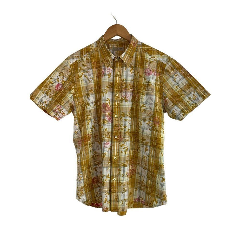 Men’s Ted Baker Rare SAMPLE short sleeve Shirt plaid size 4 Large 6236